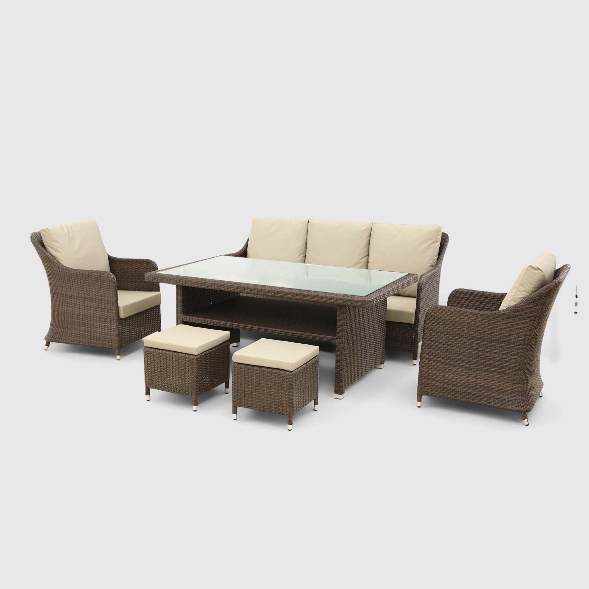 Комплект мебели Ns Rattan Baku коричневый с бежевым 6 предметов, цвет бежевый, размер 185х63х93