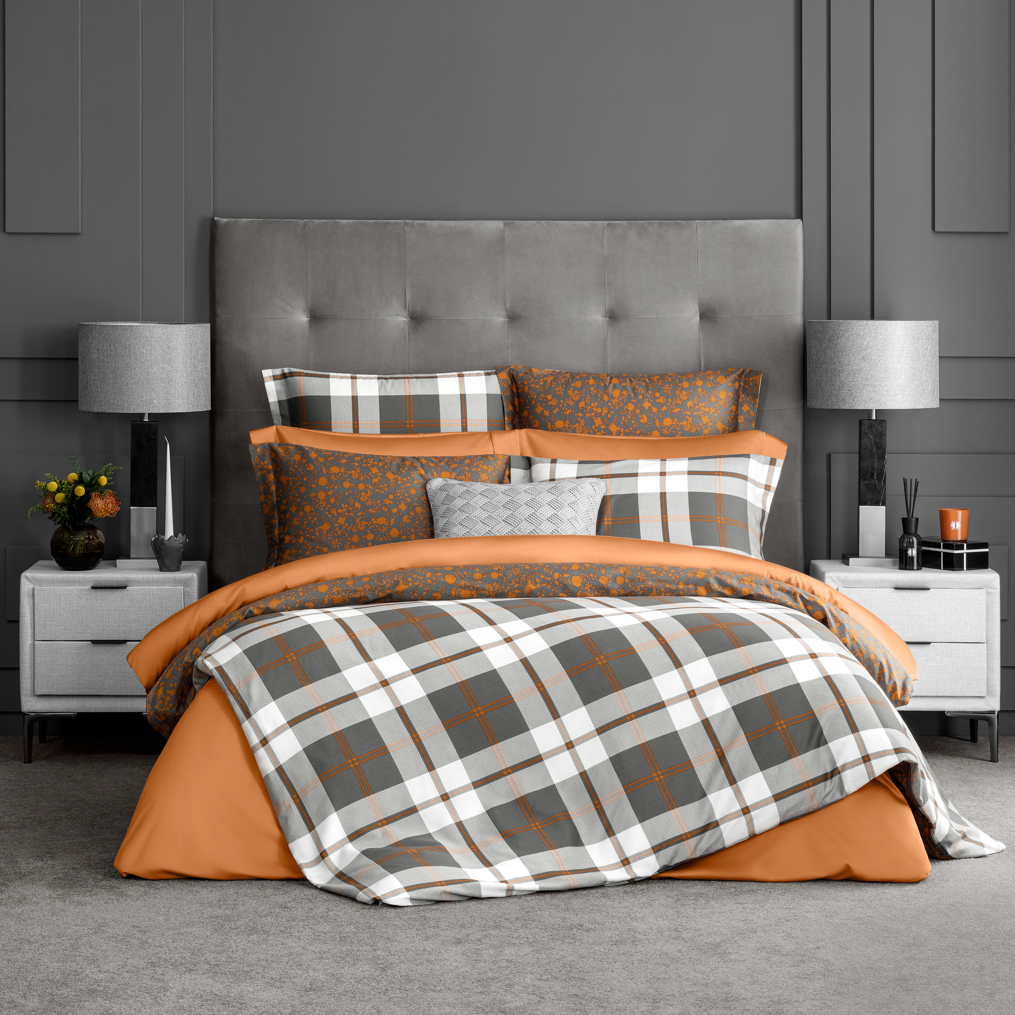 Комплект постельного белья Togas Корли Полуторный Серый/Оранжевый, размер Полуторный