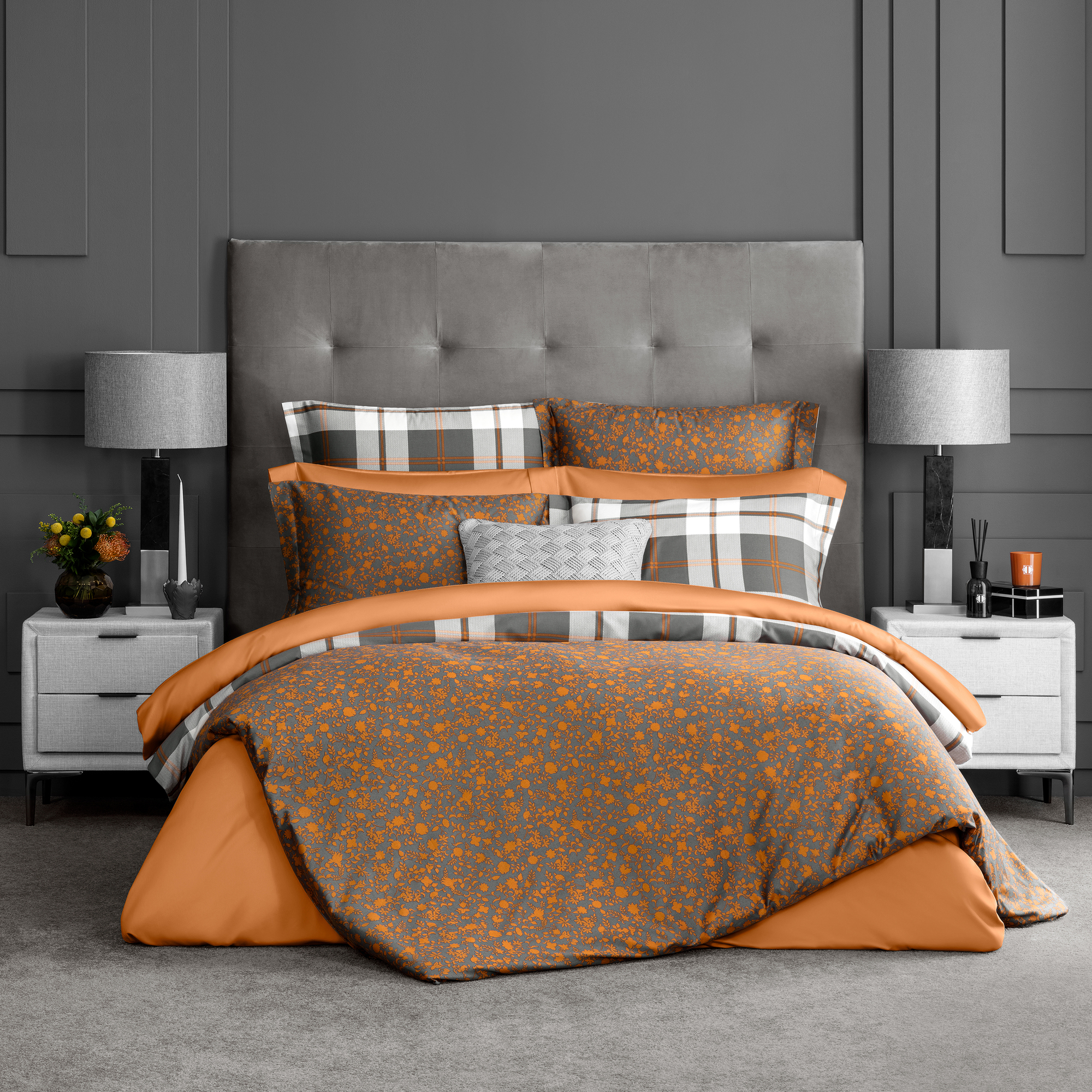 Комплект постельного белья Togas Корли Полуторный Серый/Оранжевый, размер Полуторный - фото 2