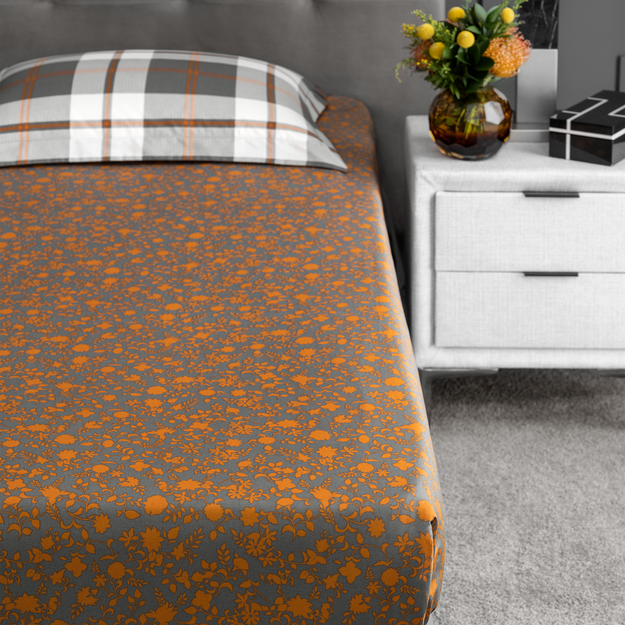 Комплект постельного белья Togas Корли Полуторный Серый/Оранжевый, размер Полуторный - фото 6