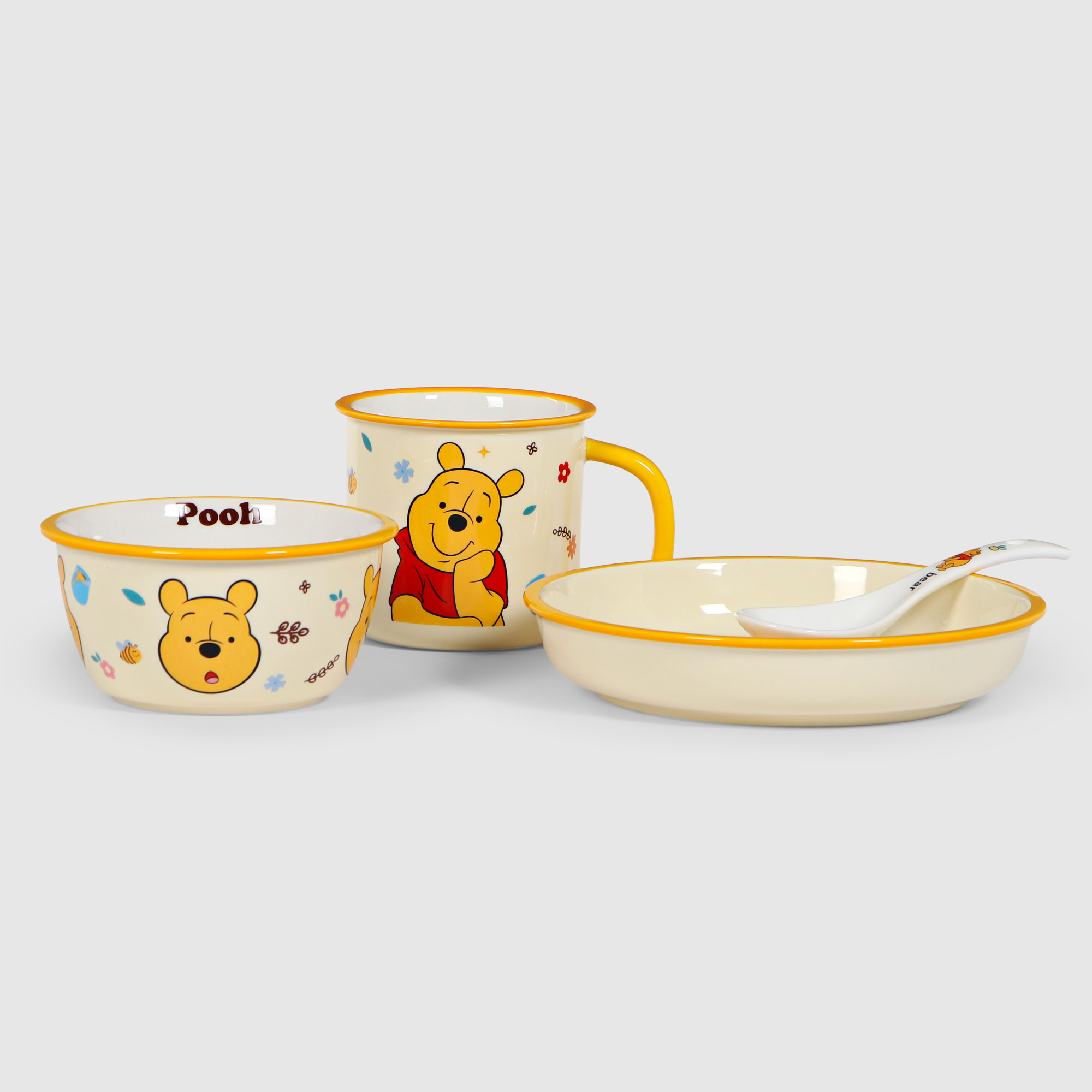 Набор посуды Disney Винни-пух 4 предмета, цвет желтый - фото 1
