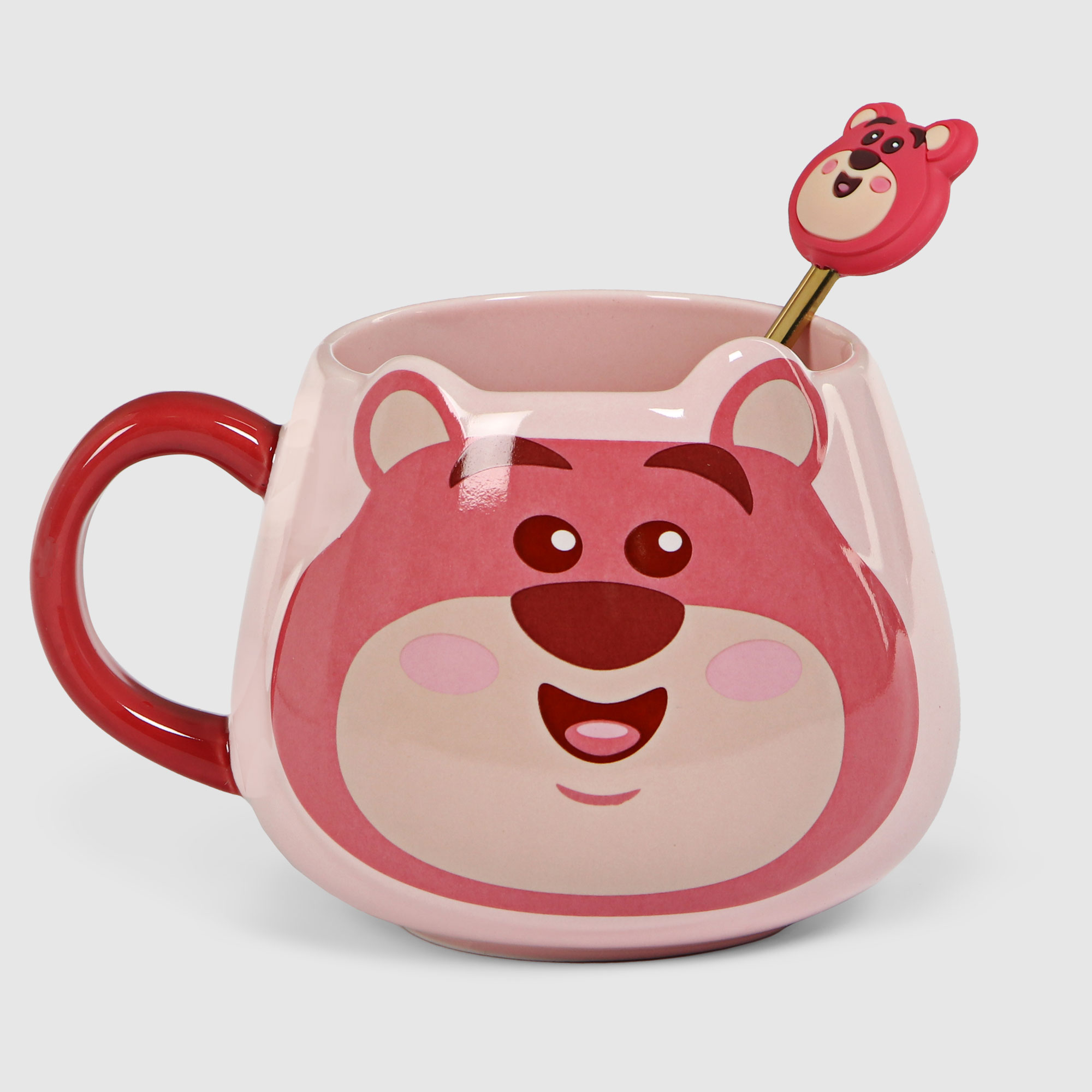 Кружка Disney- Пром медведь Лотсо с ложкой 500 мл, цвет розовый