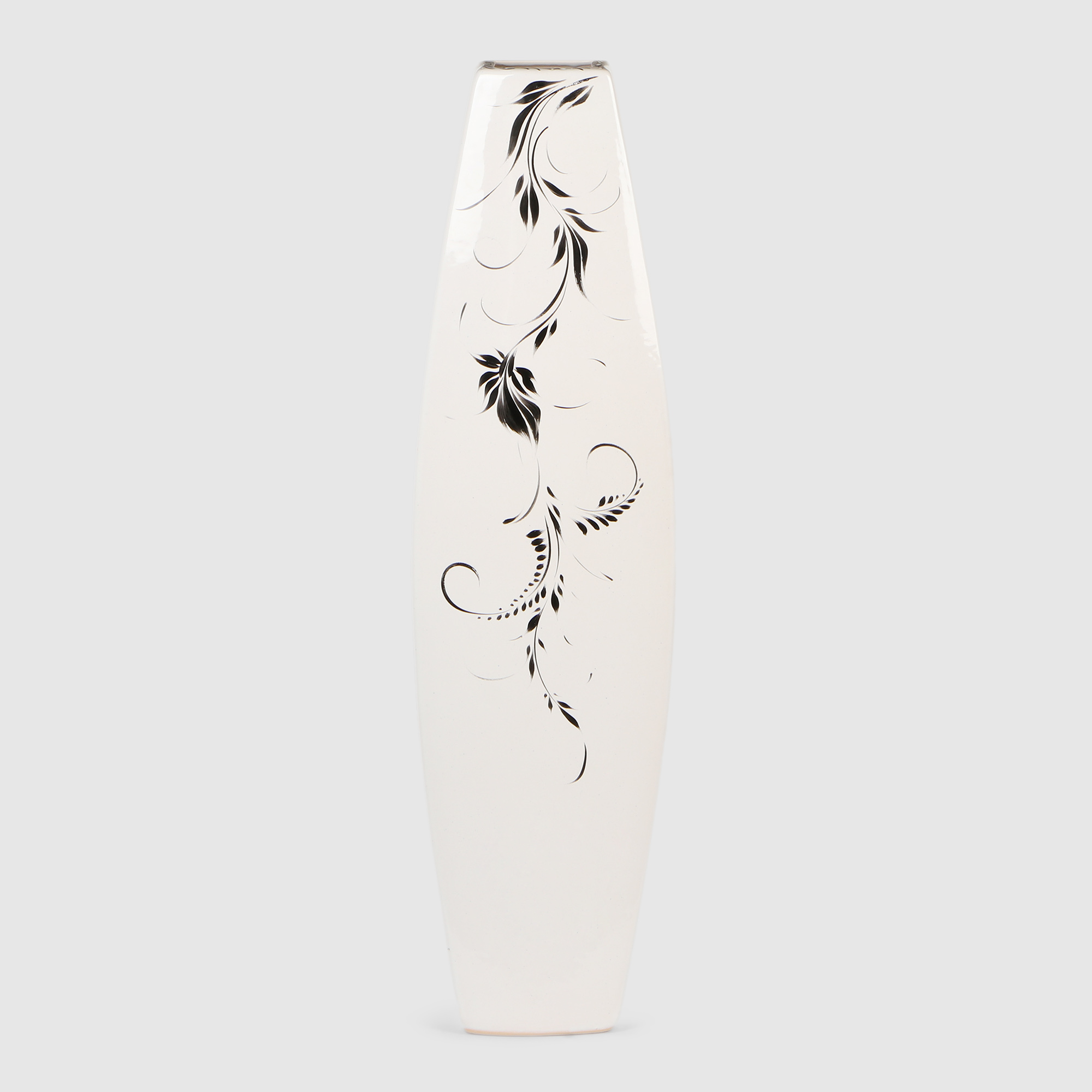 Керамическая ваза Porc-сeramic Долина узкая с росписью, цвет белый