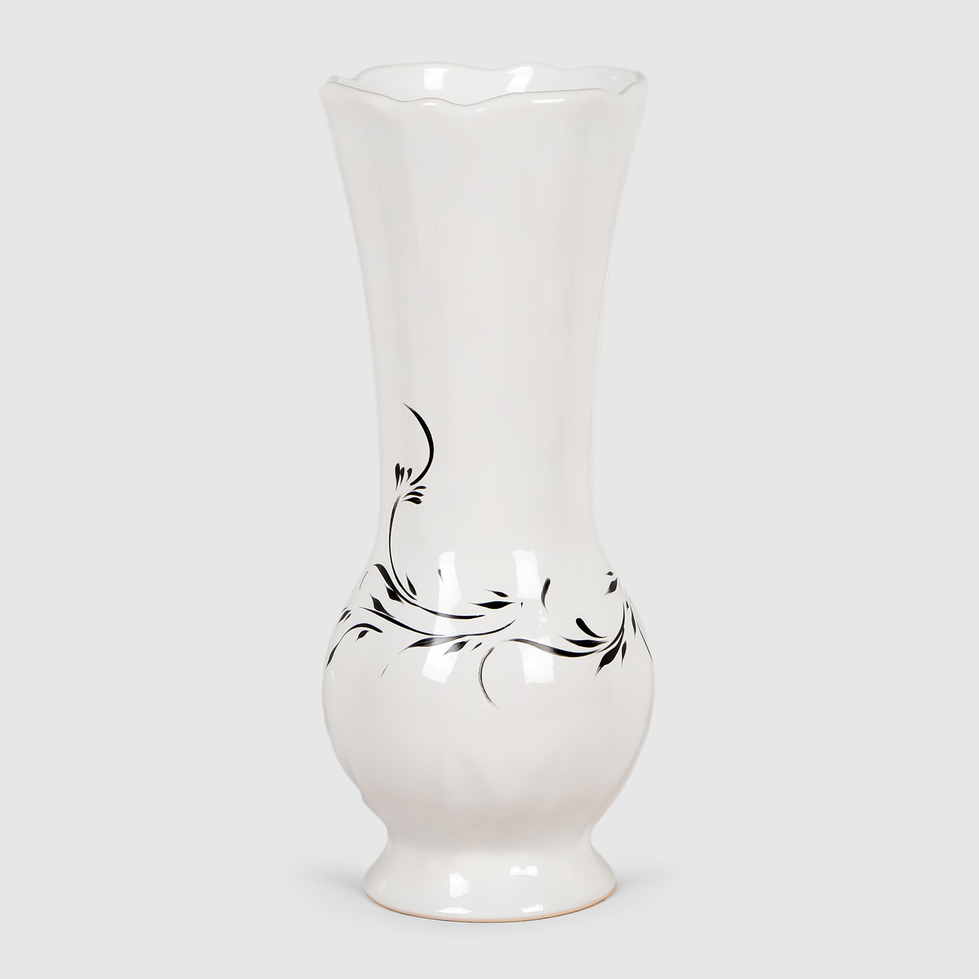 Керамическая ваза Porc-ceramic Геометрия с росписью 34х14 см, цвет белый