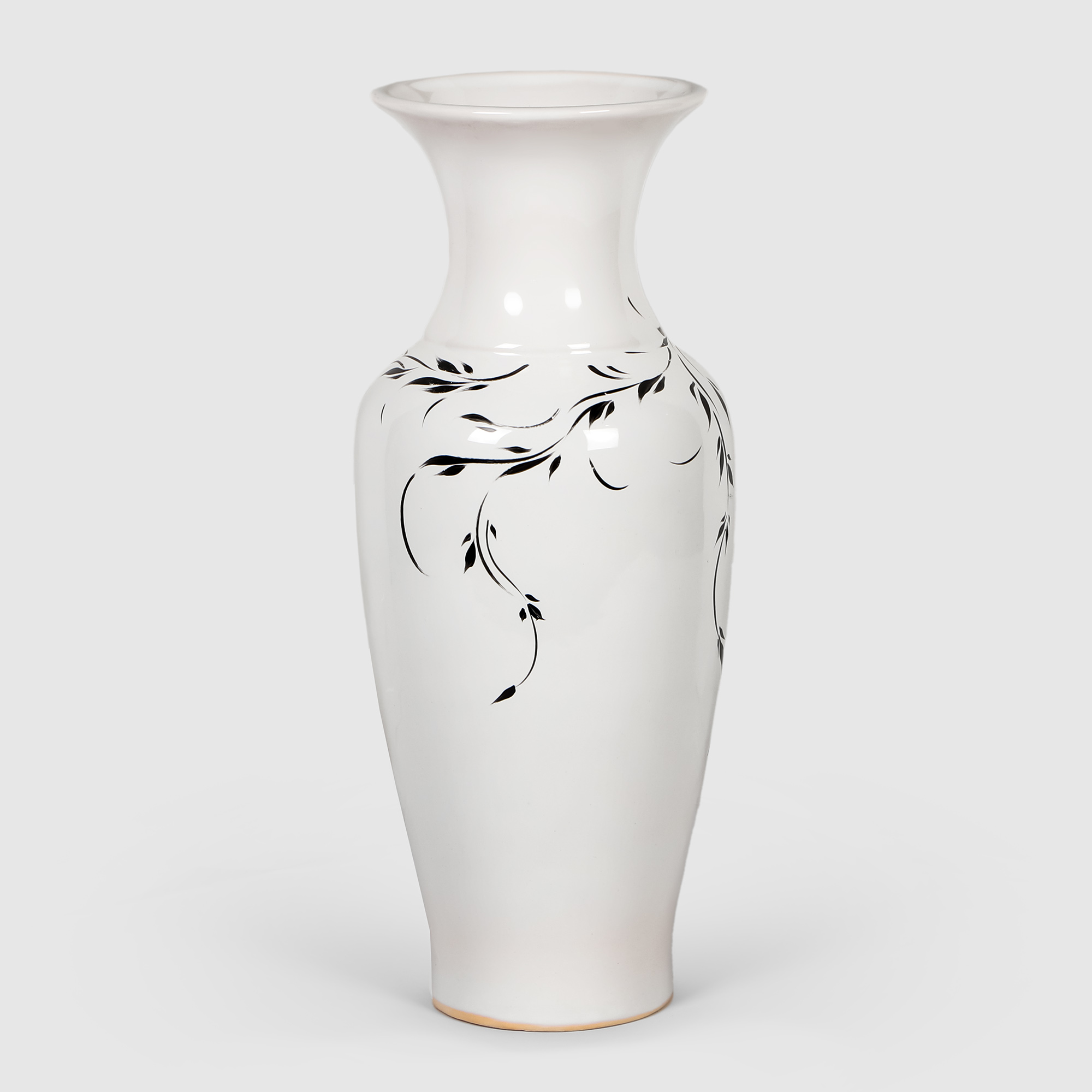 Керамическая ваза Porc-ceramic Наташа с росписью 35х14 см, цвет белый