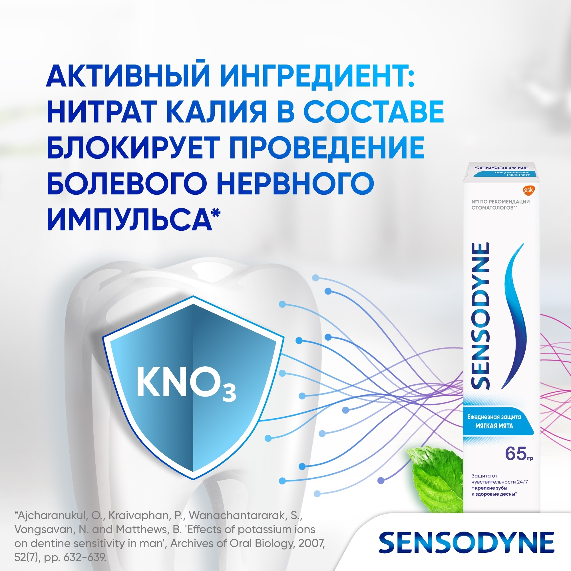 Зубная паста Sensodyne Ежедневная защита Мягкаямята 65 г - фото 3