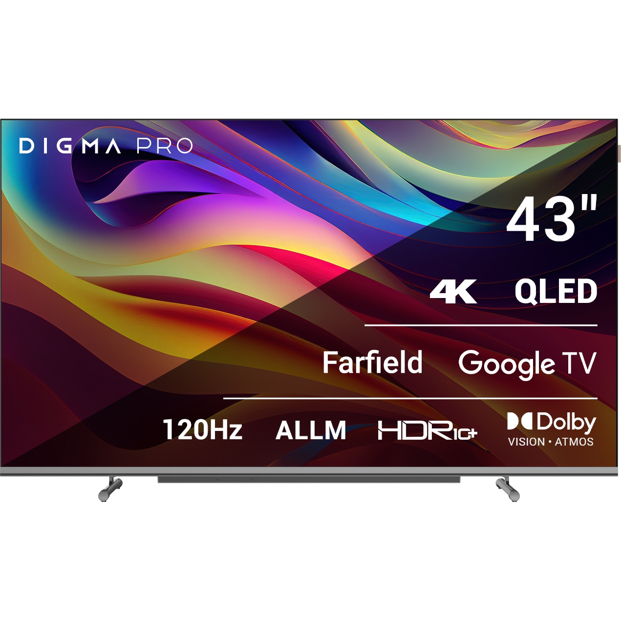 телевизор digma pro qled 55l google tv frameless черный серебристый Телевизор Digma Pro 43 43L