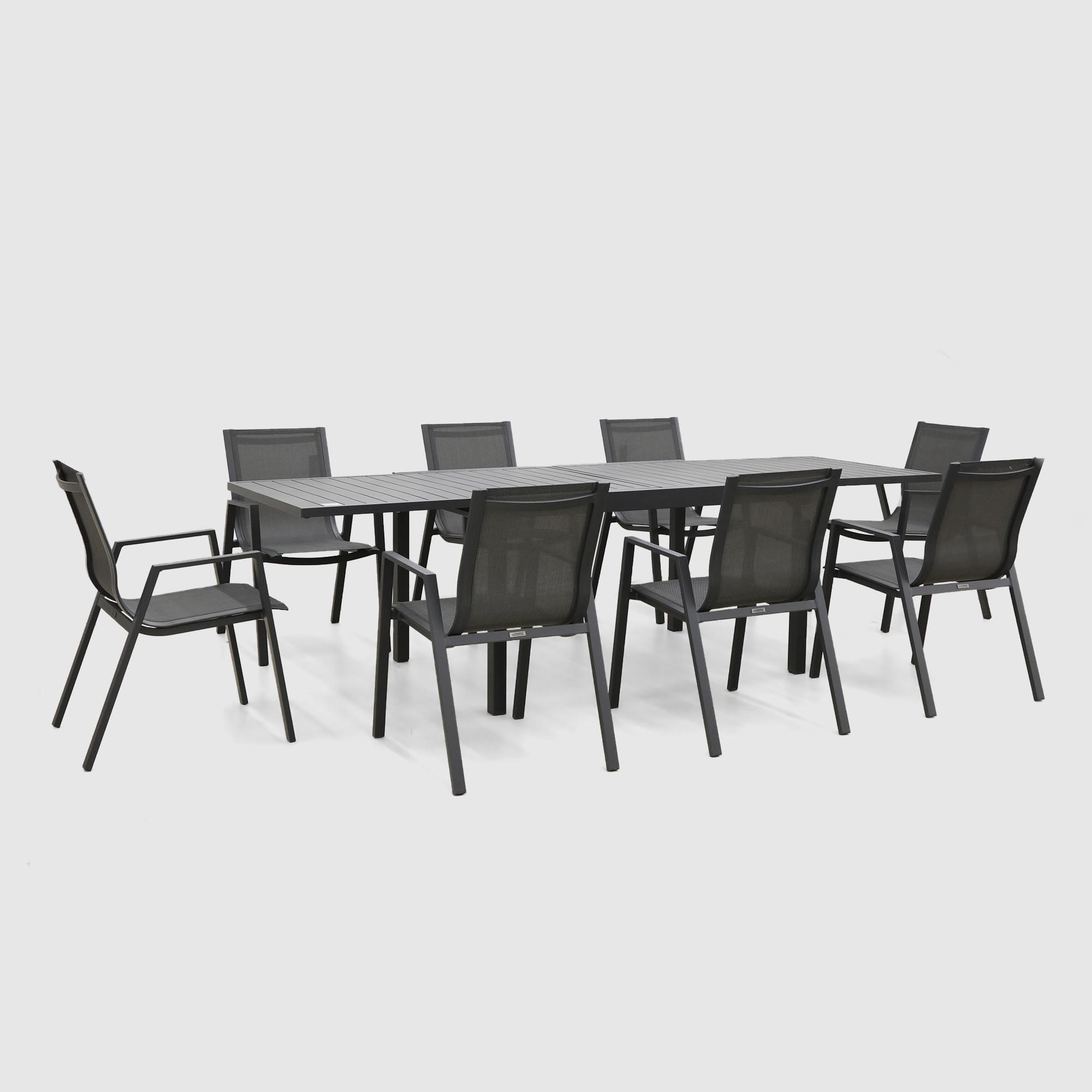 Комплект мебели Bizzotto Pelagius стол и 8 кресел, цвет антрацитовый, размер 63х55х82