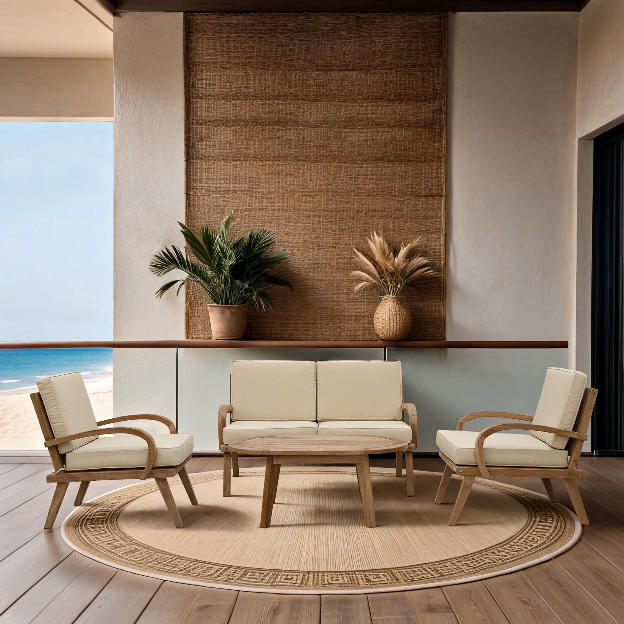 Комплект садовой мебели Jepara Luna из 4 предметов (105), цвет светло-коричневый, размер 135х75х80 - фото 2
