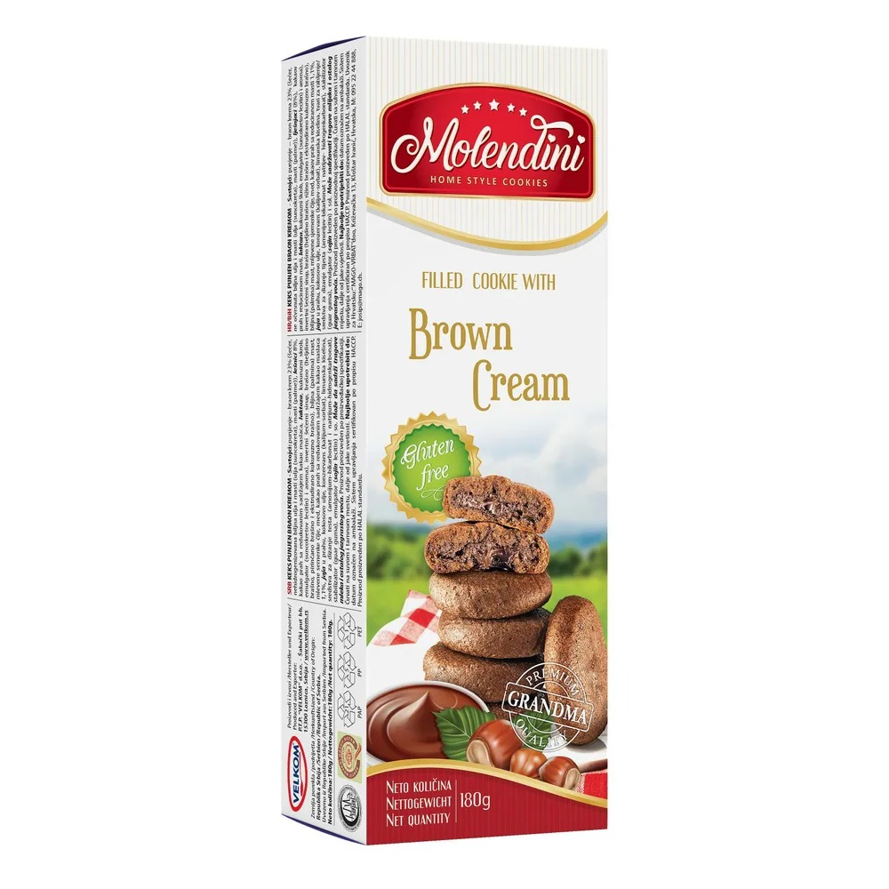 Печенье Molendini с начинкой из крема с фундуком 180 г печенье grisbi с начинкой из лимонного крема 150 гр