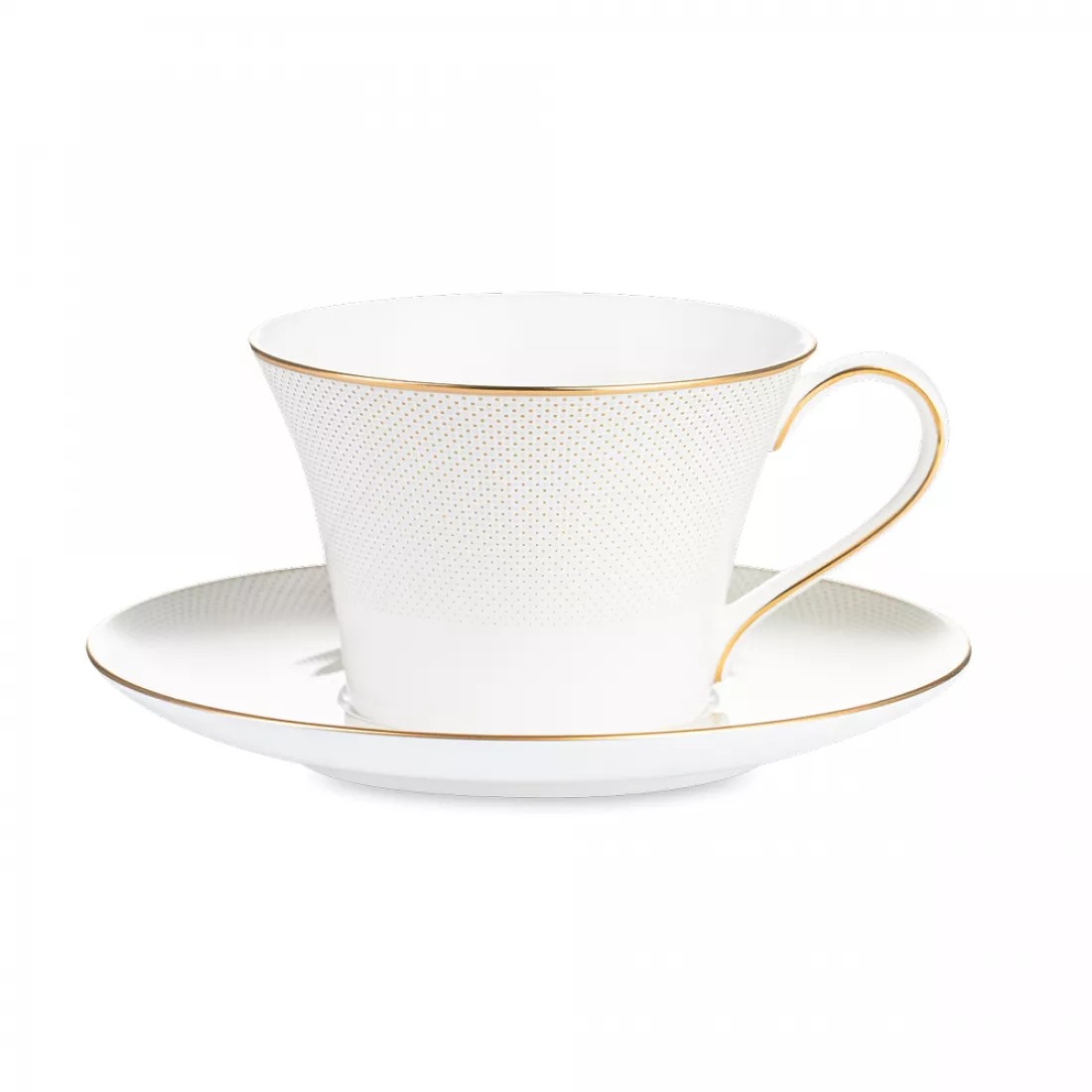 Чашка чайная с блюдцем Narumi Золотая паутина 270 мл, фарфор костяной, цвет белый