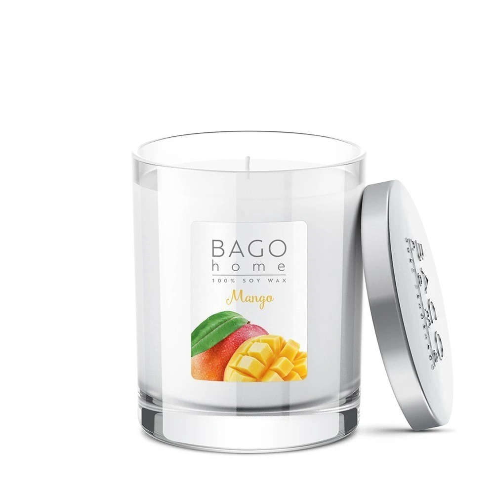 свеча ароматическая манго 8x9 см конус желтый Свеча ароматическая в стекле BAGO home Манго 132 г