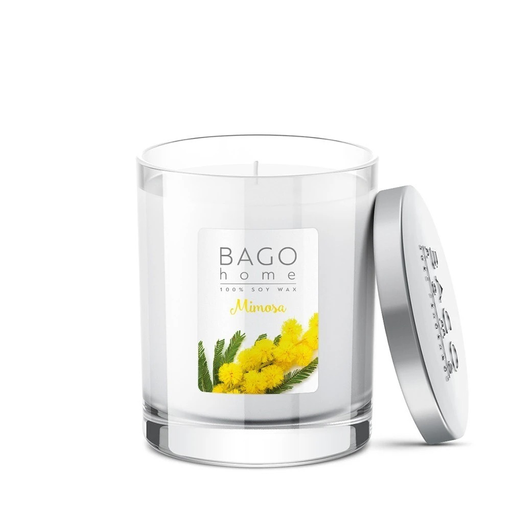 Свеча ароматическая в стекле BAGO home Мимоза 132 г свеча ароматическая в стекле 6 3см 100мл лилия