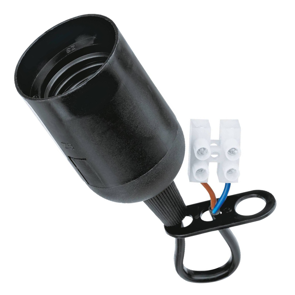 Патрон Tokov Electric пластиковый подвесной с клеммной колодкой цоколь E27 черный патрон для лампы e27 термостойкий пластик ip20 с клеммной колодкой 13055 0