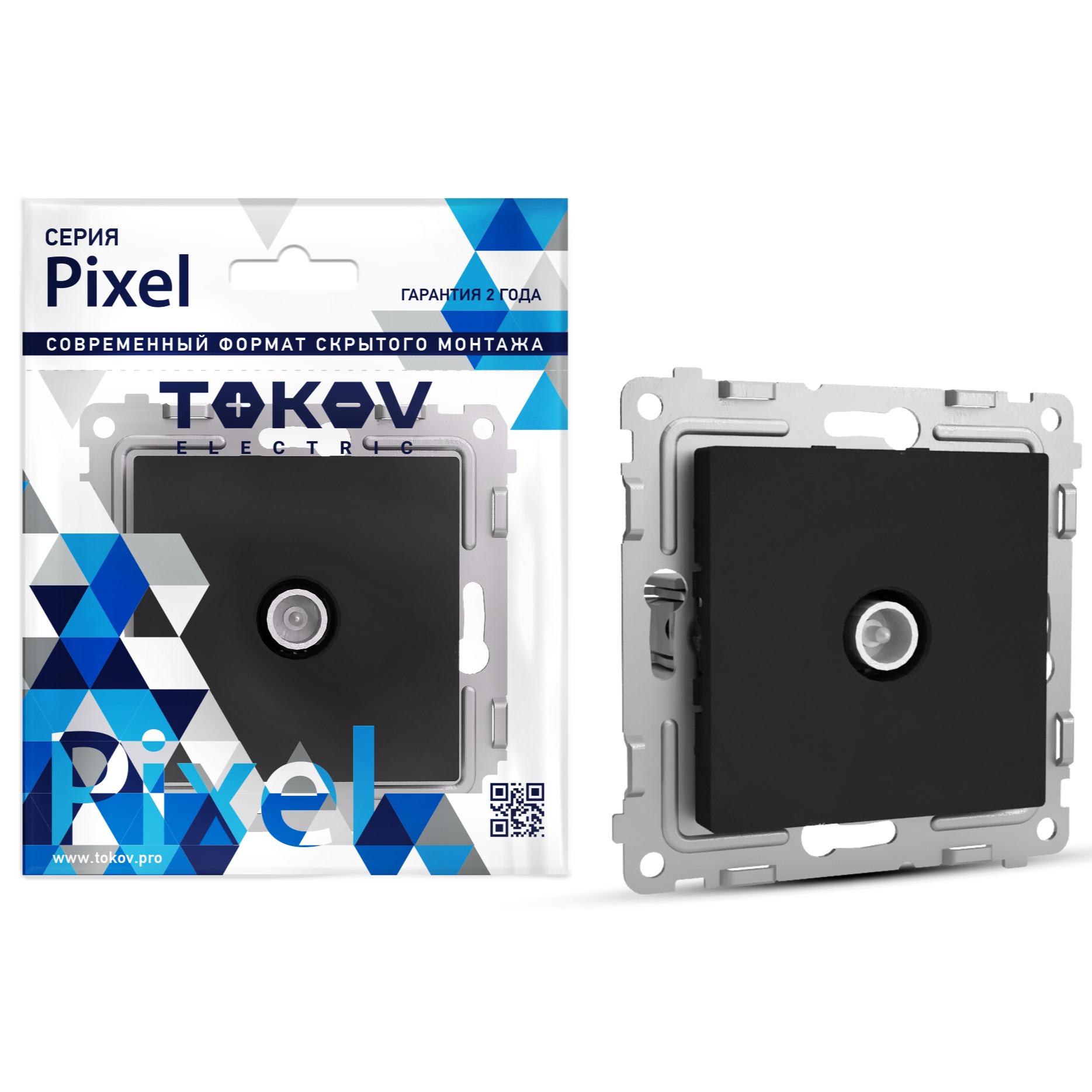 фото Розетка tv tokov electric pixel проходная 4db цвет карбоновый