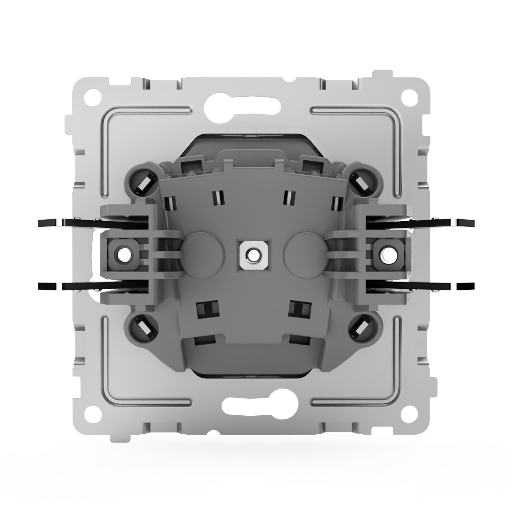 фото Розетка tokov electric pixel 1-м без заземления цвет алюминий