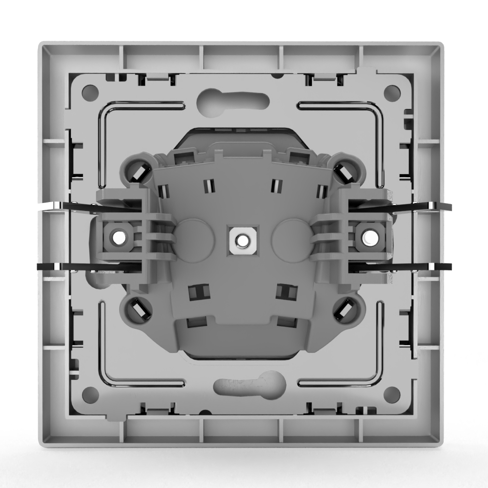 фото Розетка tokov electric pixel 1-м без заземления в сборе цвет алюминий