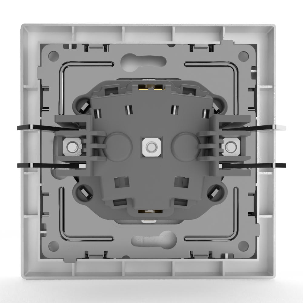 фото Розетка tokov electric pixel 1-м с заземлением с защитными шторками в сборе белая