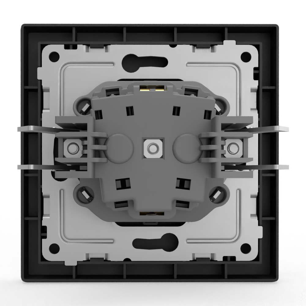 фото Розетка tokov electric pixel 1-м с заземлением с защитными шторками в сборе цвет карбоновый