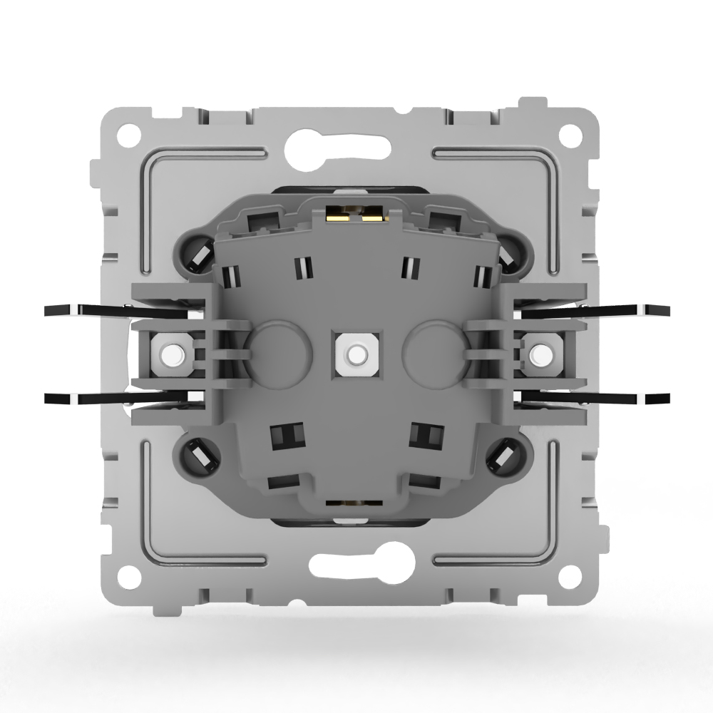 фото Розетка tokov electric pixel 1-м с заземлением с защитными шторками цвет алюминий