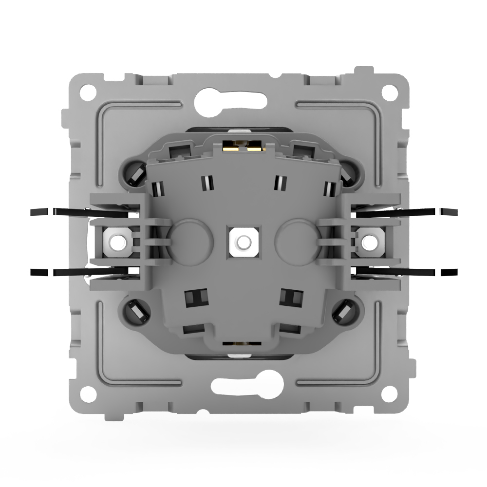 фото Розетка tokov electric pixel 1-м с заземлением с защитными шторками с крышкой цвет алюминий