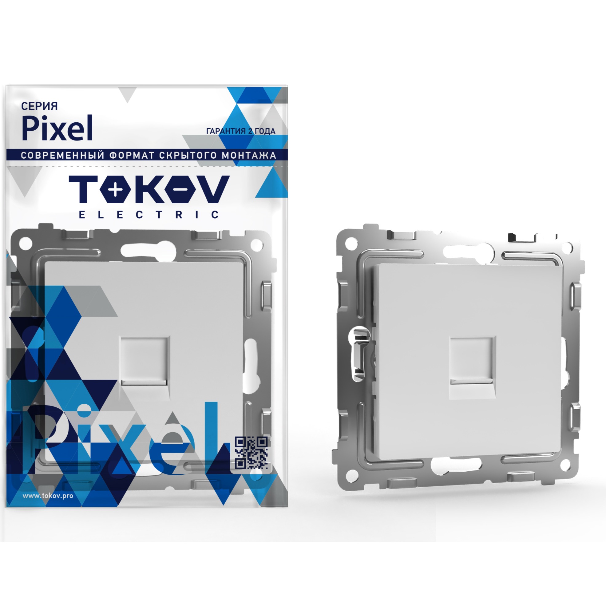 Розетка Tokov Electric Pixel компьютерная 1-м белая