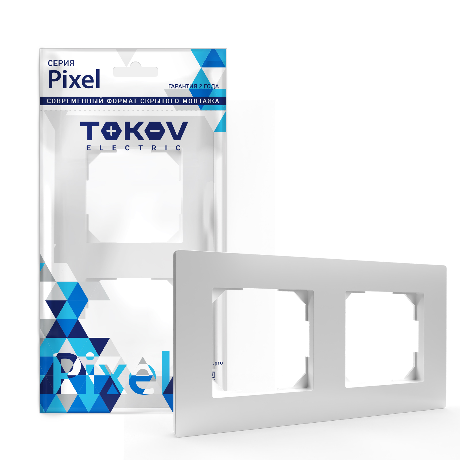 цена Рамка Tokov Electric Pixel 2-м белая