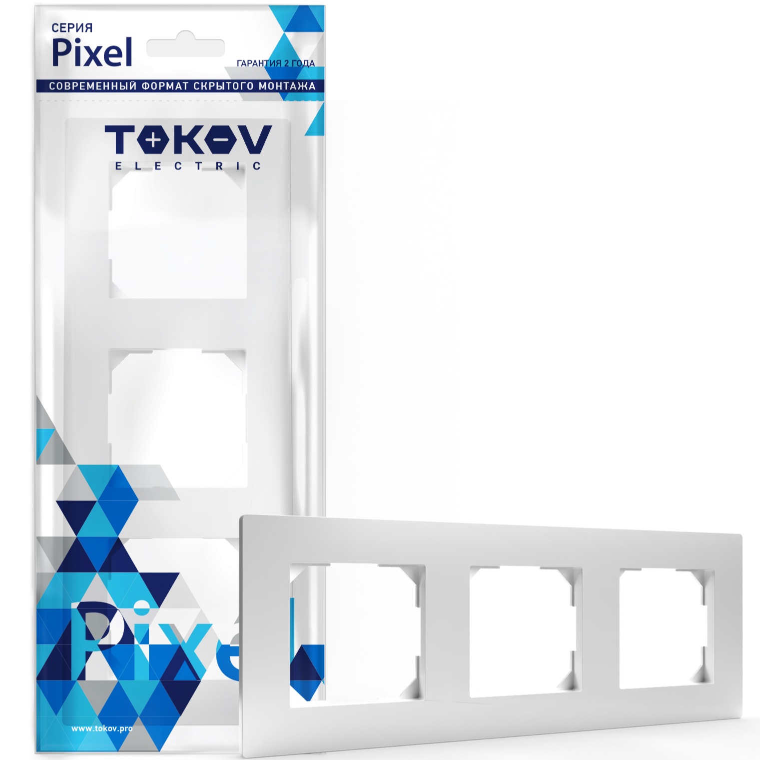 цена Рамка Tokov Electric Pixel 3-м белая