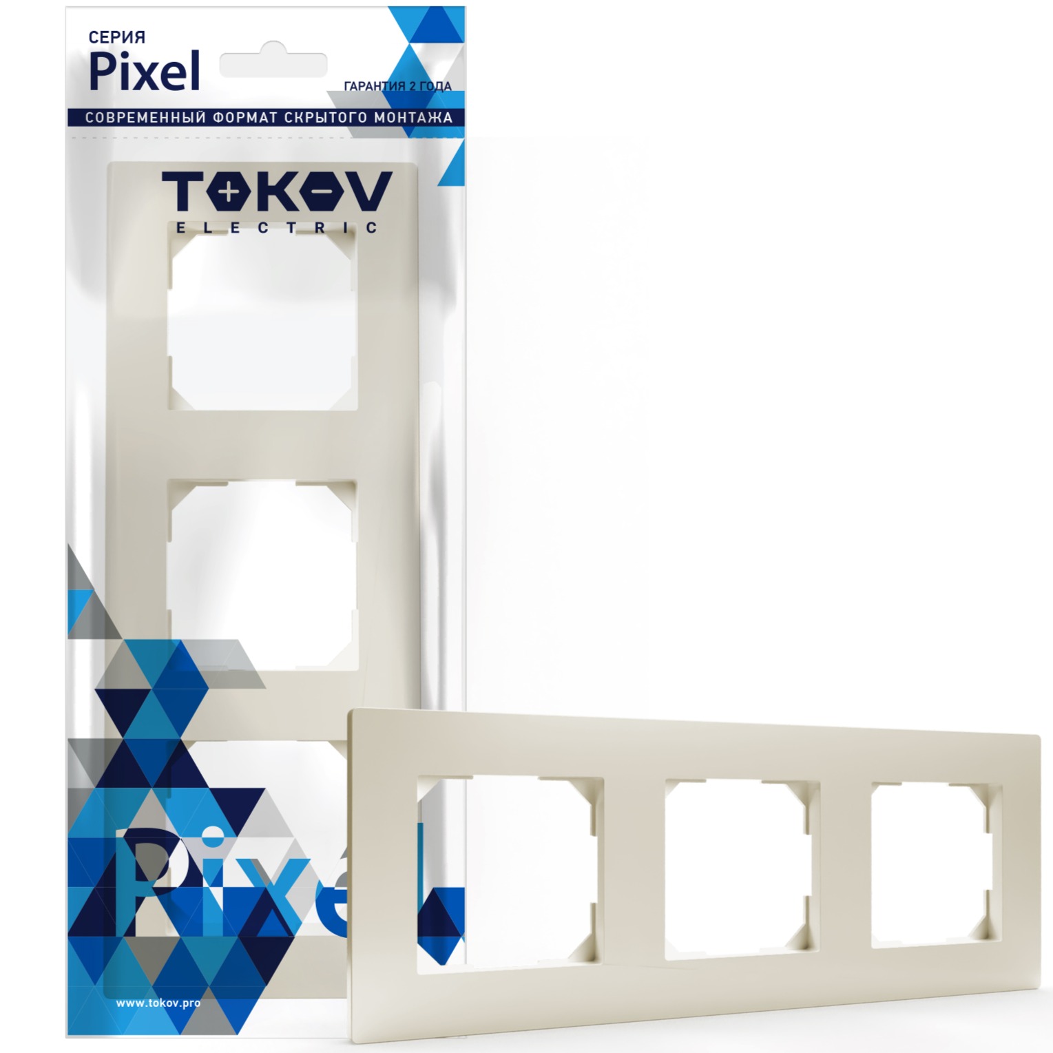 цена Рамка Tokov Electric Pixel 3-м бежевая
