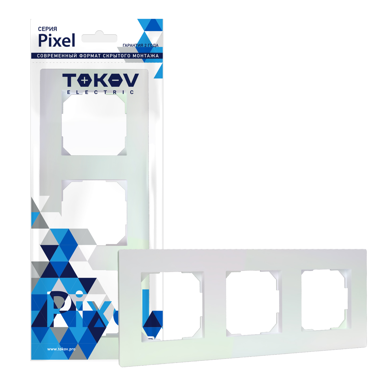 цена Рамка Tokov Electric Pixel 3-м перламутровая