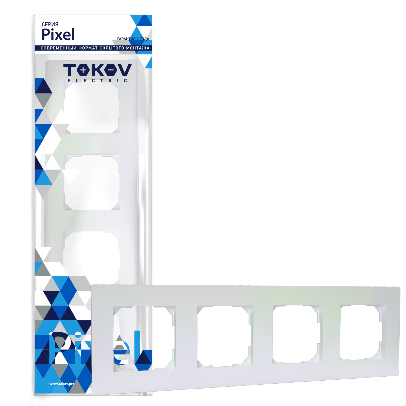 цена Рамка Tokov Electric Pixel 4-м перламутровая