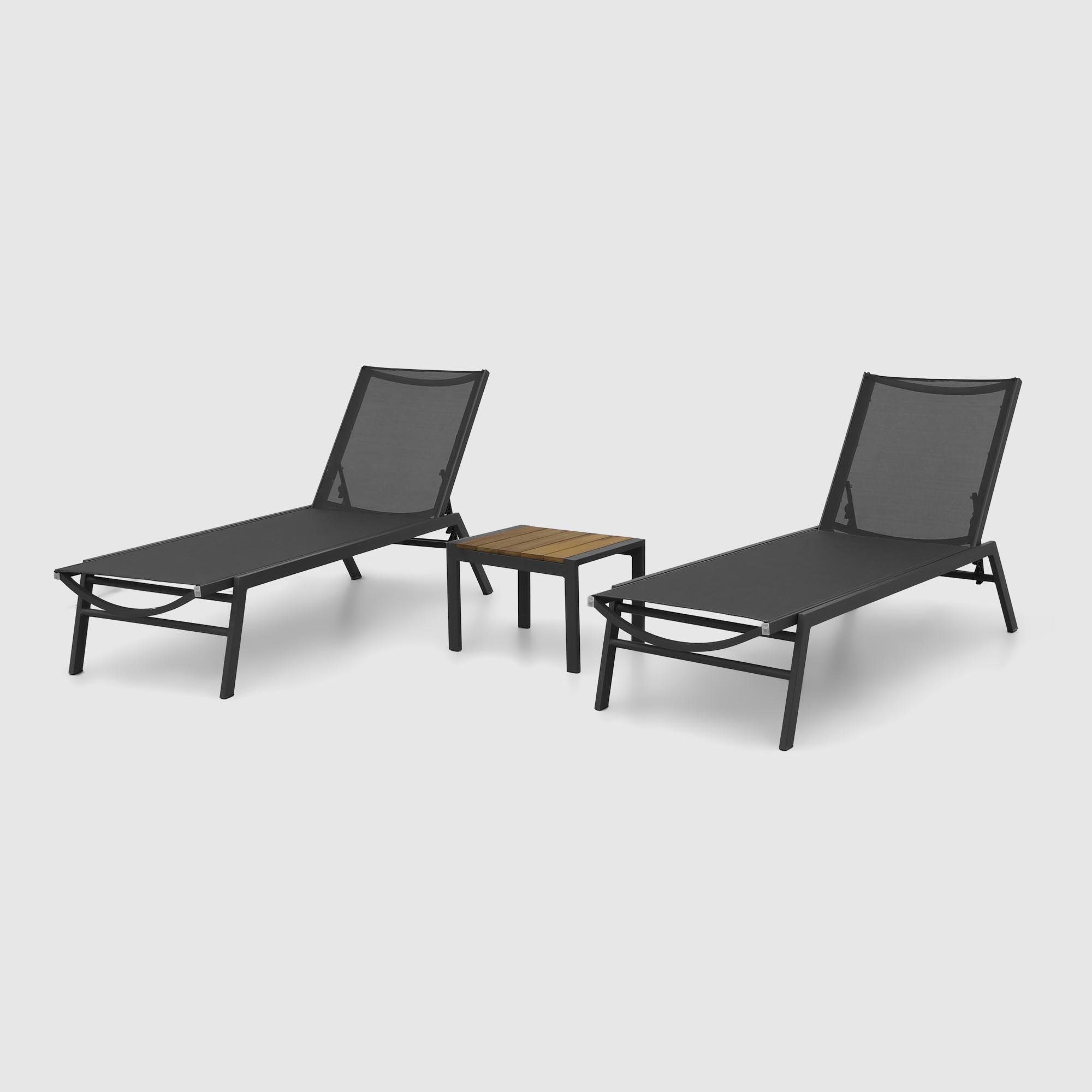 Комплект мебели Emek garden столик и два шезлонга 3 предмета, цвет черный