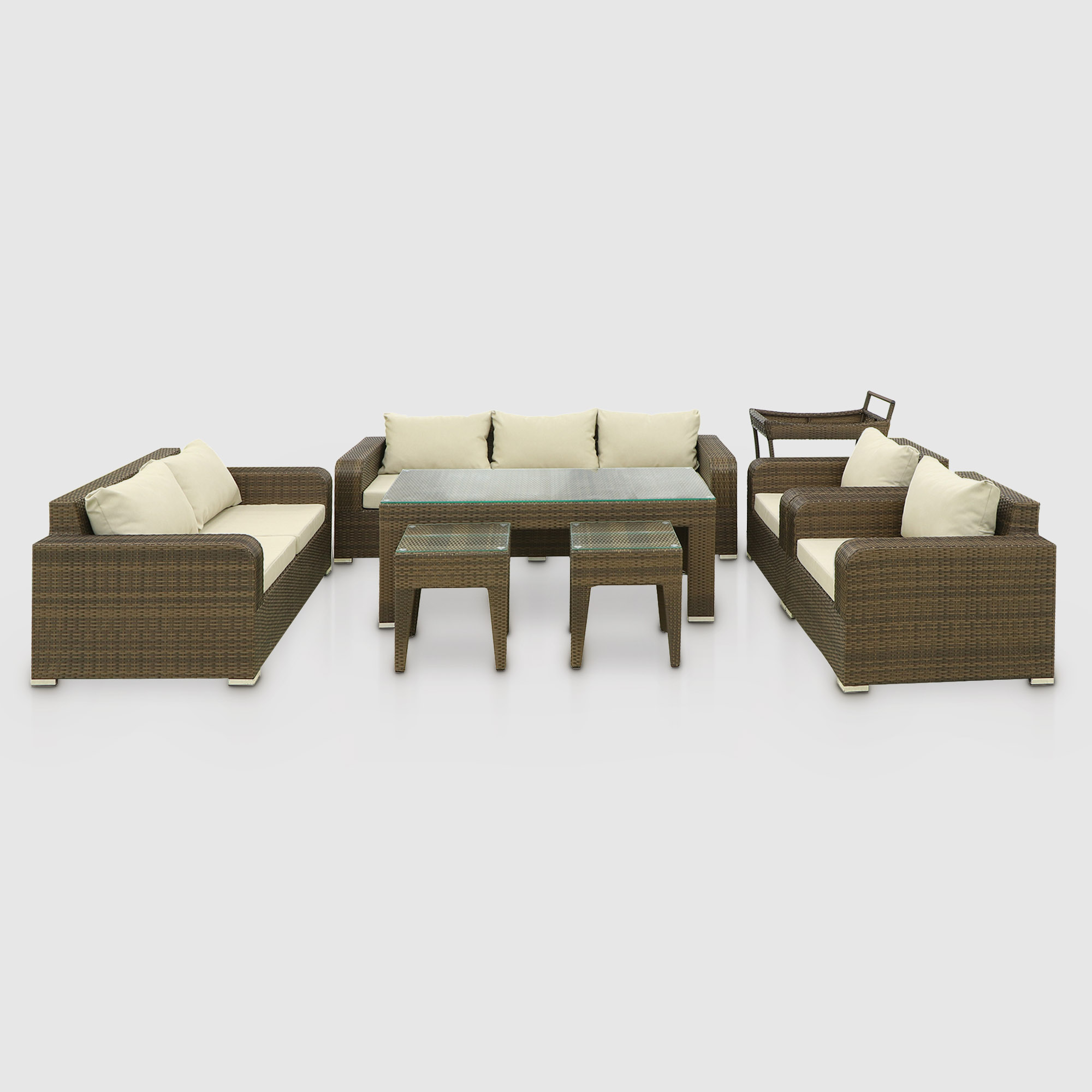 Комплект мебели Ns Rattan Ottavia коричневый с бежевым 8 предметов, цвет бежевый - фото 3