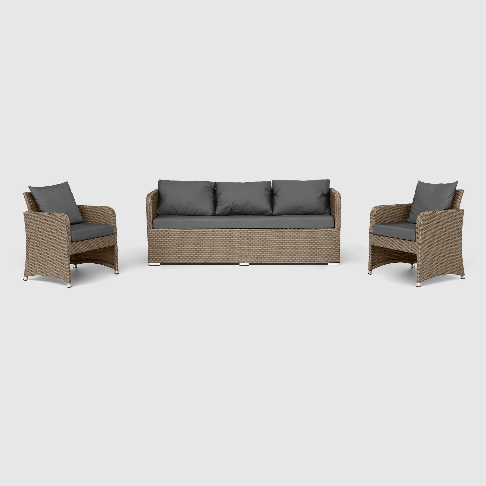 Комплект мебели NS Rattan LWS 21 коричневый с серым 3 предмета, цвет светло-коричневый, размер 220х75х75