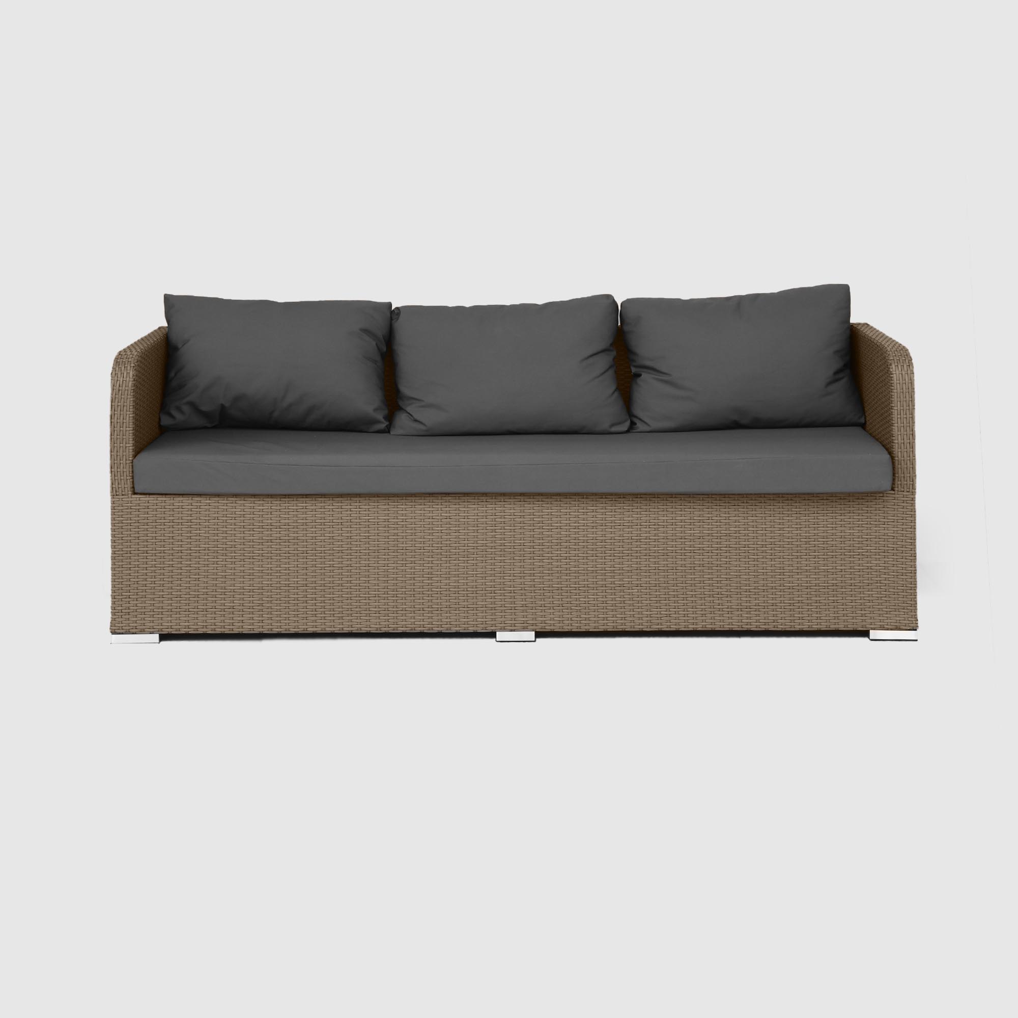 Комплект мебели NS Rattan LWS 21 коричневый с серым 3 предмета, цвет светло-коричневый, размер 220х75х75 - фото 9