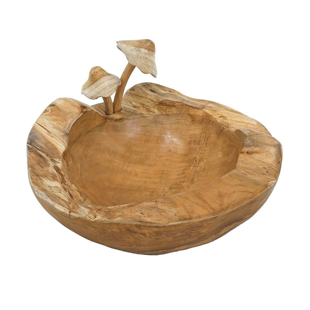 Чаша Glasar из тикового дерева с грибами 27х26х13 см
