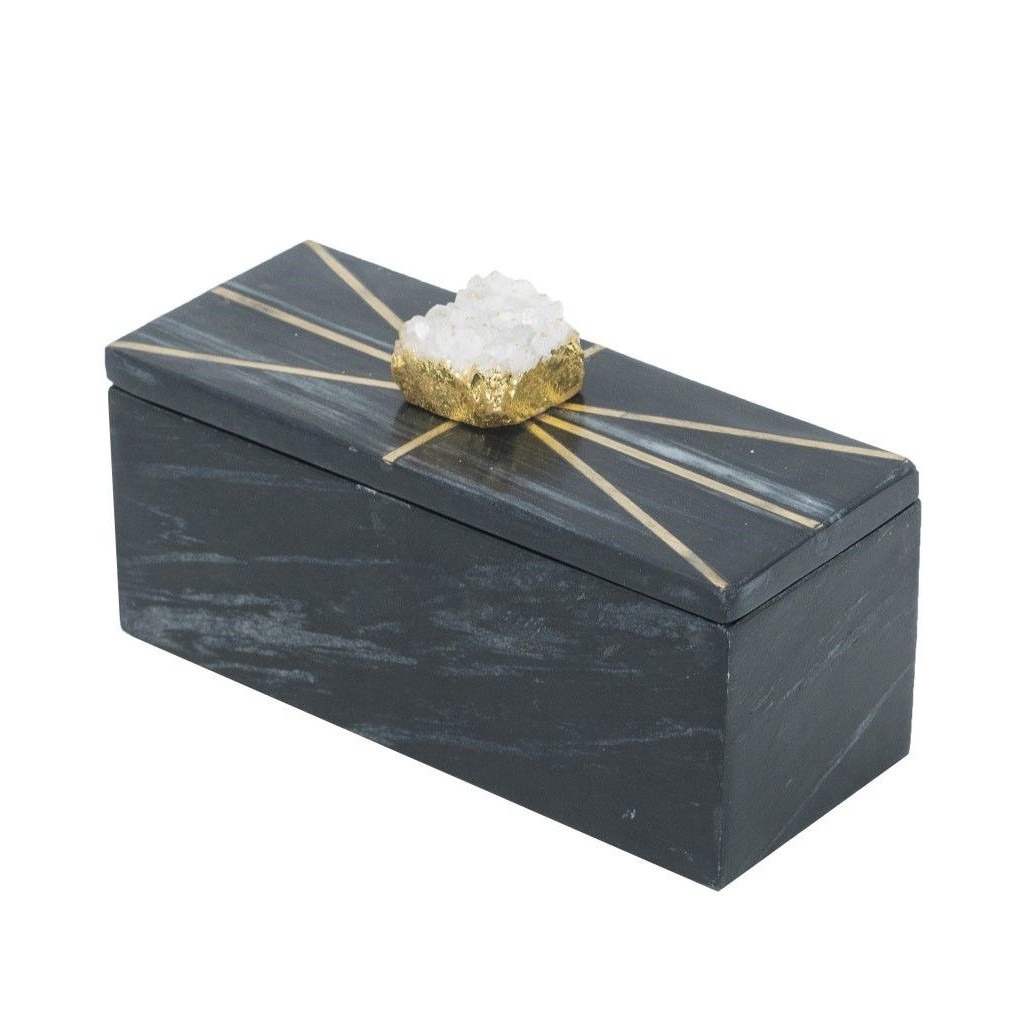 Шкатулка Glasar из черного мрамора 19х8х8 см, цвет черный