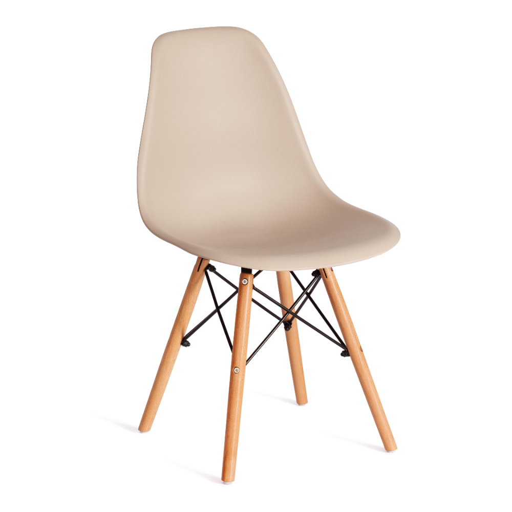 Стул ТС Cindy Chair пластиковый с ножками из бука бежевый 45х51х82 см пластиковый стул протэкт