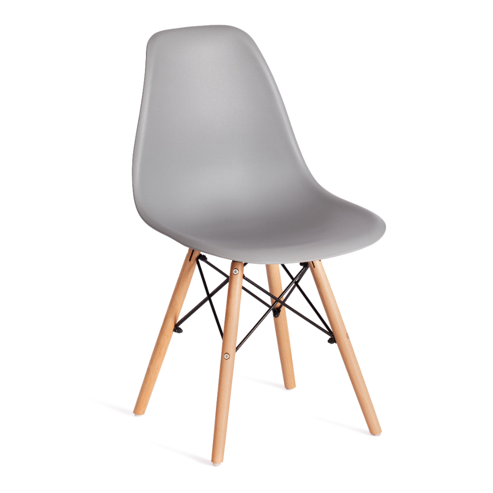 фото Стул тс cindy chair пластиковый с ножками из бука светло-серый 45х51х82 см tc