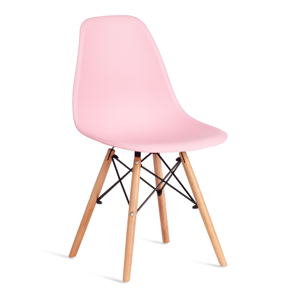 фото Стул тс cindy chair пластиковый с ножками из бука светло-розовый 45х51х82 см tc