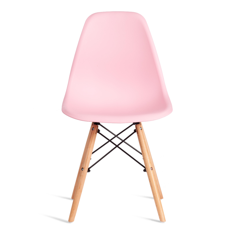 Стул ТС Cindy Chair пластиковый с ножками из бука светло-розовый 45х51х82 см, цвет натуральное дерево, черный - фото 3