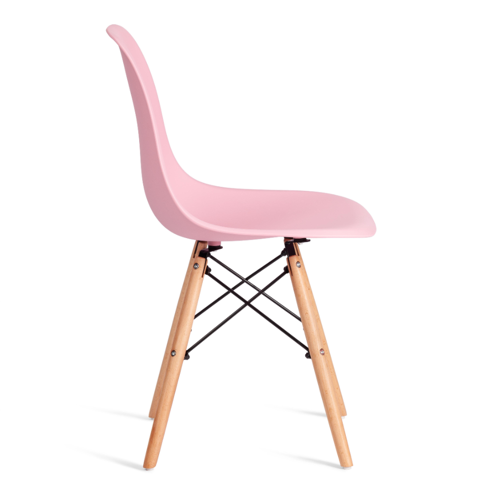 Стул ТС Cindy Chair пластиковый с ножками из бука светло-розовый 45х51х82 см, цвет натуральное дерево, черный - фото 4