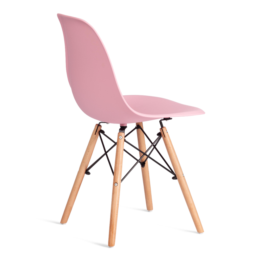 Стул ТС Cindy Chair пластиковый с ножками из бука светло-розовый 45х51х82 см, цвет натуральное дерево, черный - фото 5