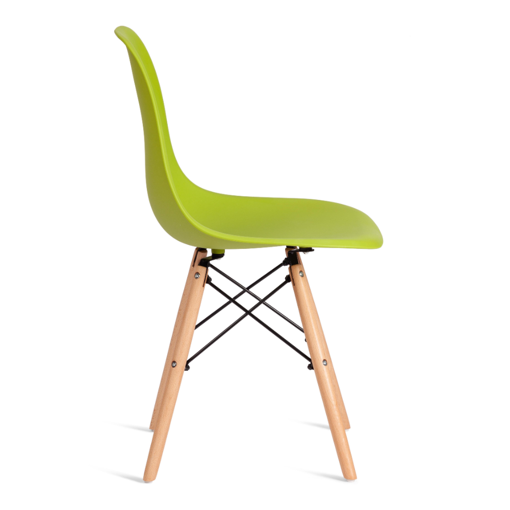 Стул ТС Cindy Chair пластиковый с ножками из бука салатовый 45х51х82 см, цвет натуральное дерево, черный - фото 4