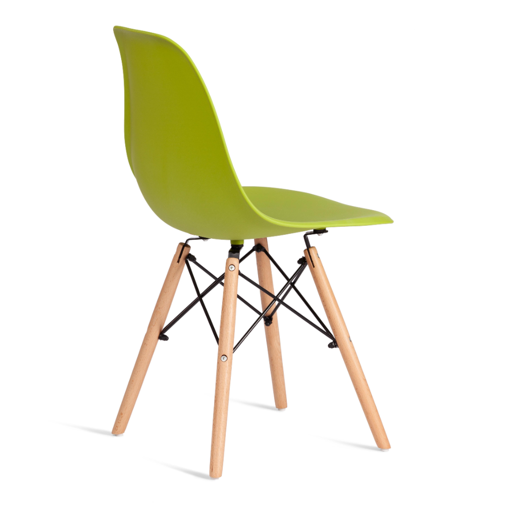Стул ТС Cindy Chair пластиковый с ножками из бука салатовый 45х51х82 см, цвет натуральное дерево, черный - фото 5