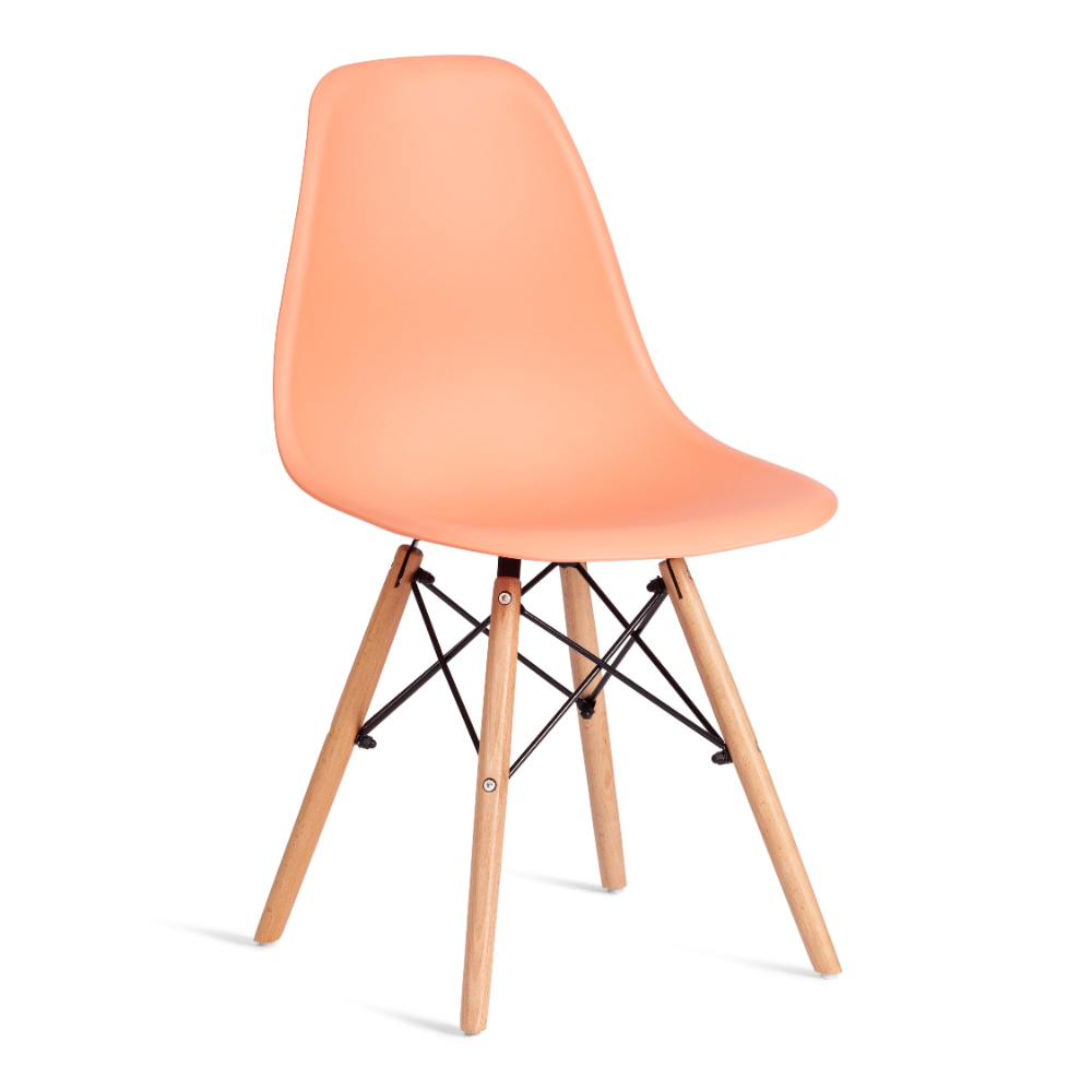 фото Стул тс cindy chair пластиковый с ножками из бука оранжевый 45х51х82 см tc