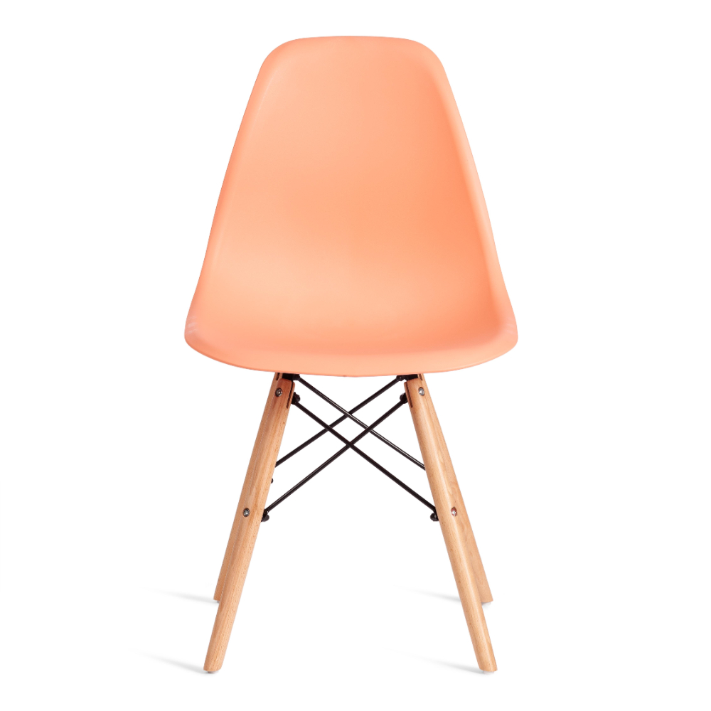 Стул ТС Cindy Chair пластиковый с ножками из бука оранжевый 45х51х82 см, цвет натуральное дерево, черный - фото 3