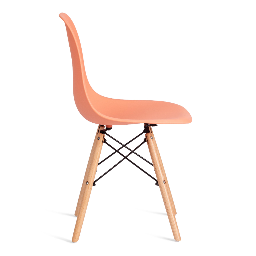 Стул ТС Cindy Chair пластиковый с ножками из бука оранжевый 45х51х82 см, цвет натуральное дерево, черный - фото 4