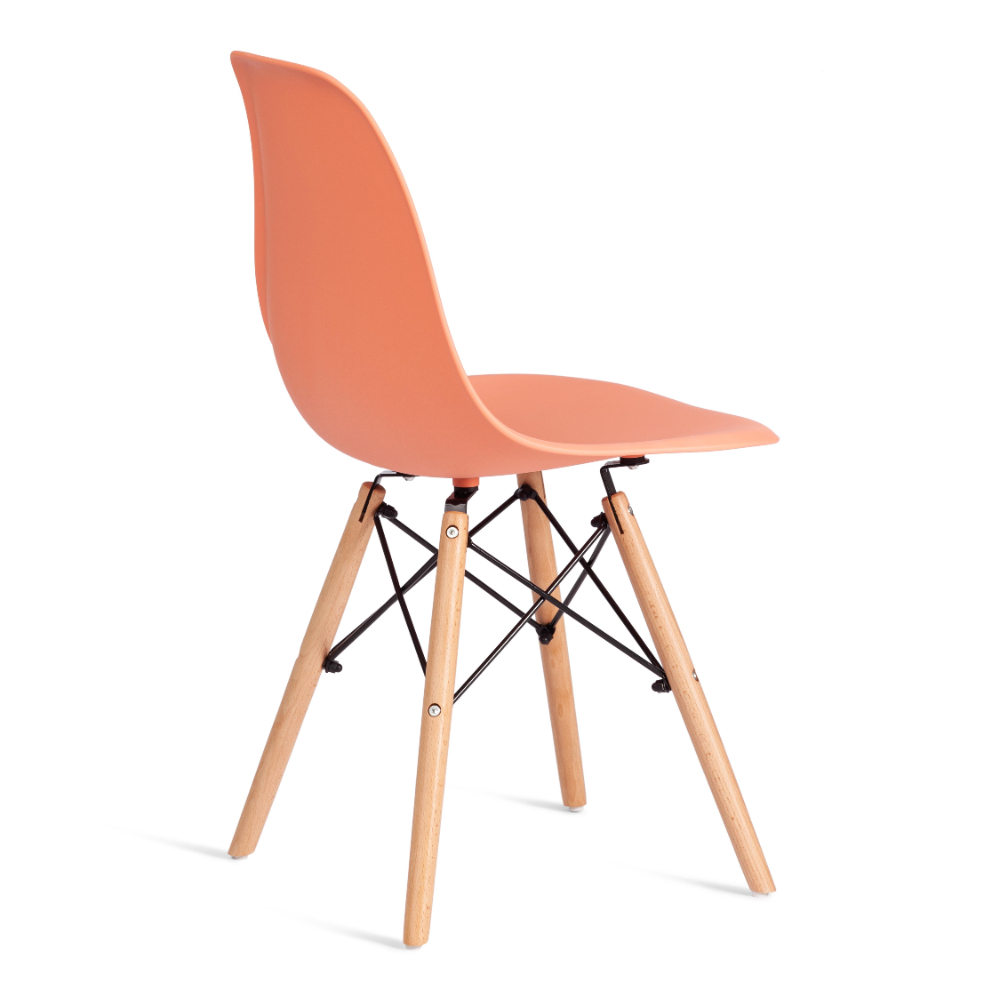 Стул ТС Cindy Chair пластиковый с ножками из бука оранжевый 45х51х82 см, цвет натуральное дерево, черный - фото 5