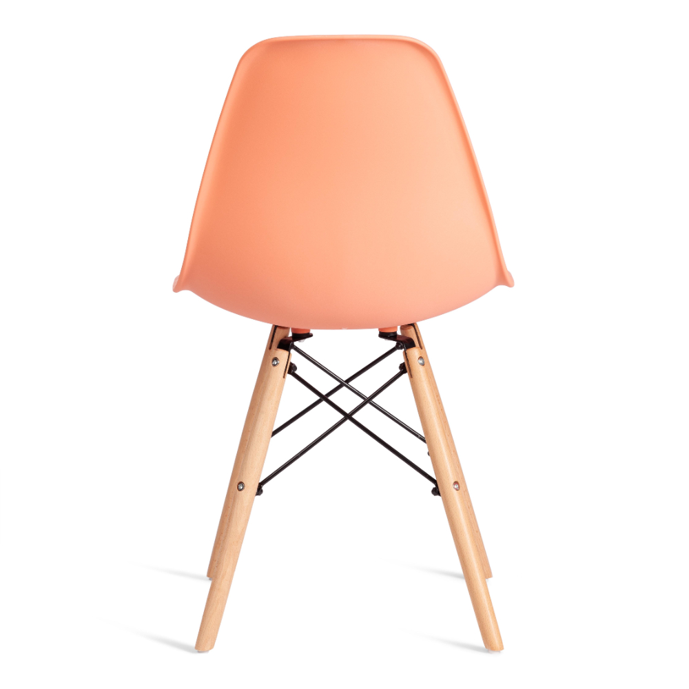 Стул ТС Cindy Chair пластиковый с ножками из бука оранжевый 45х51х82 см, цвет натуральное дерево, черный - фото 6